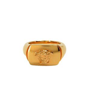 Versace Gold Color Metal Medusa Head Statement Ring Sz 19